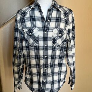 AEO vintage fit snap button plaid shirt